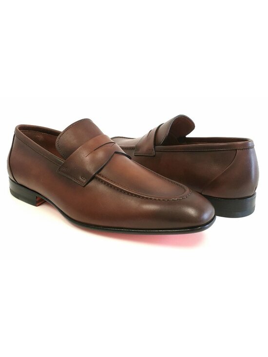 Santoni Leather Penny Loafers Brown Santoni Sz Right 9D  display picture 2